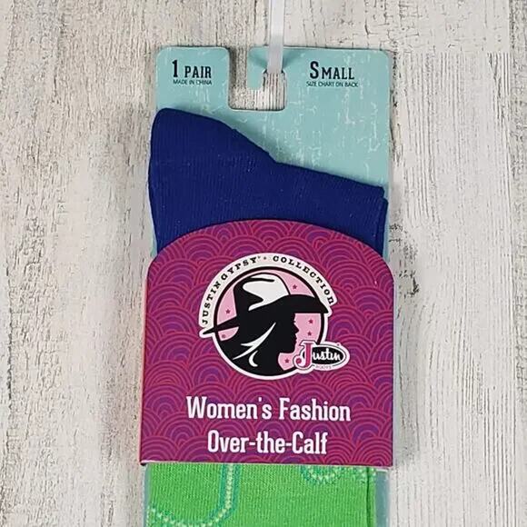 NWT Justin Boots Fashion Cushioned Sole Over The Calf Socks Women's Size Small - Picture 3 of 13